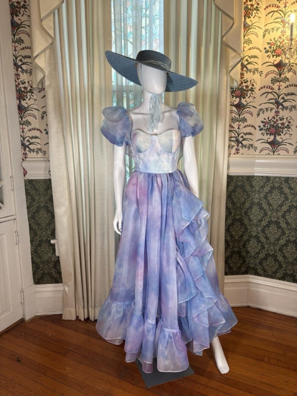 Pastel Watercolor Cottage Core Princess Ruffled Dress Blue Pink Purple